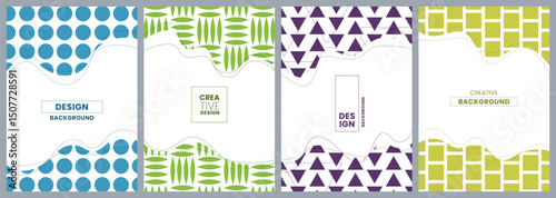 Abstract backgrounds with geometric and organic shapes, cover templates.