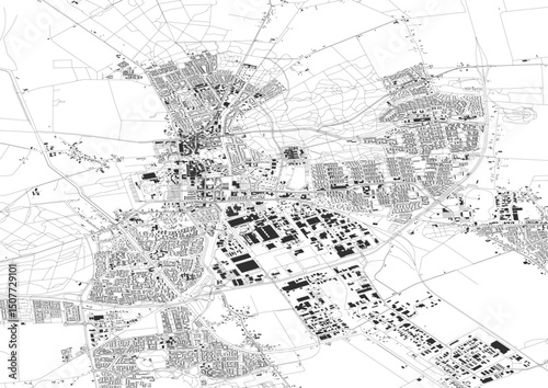 Vector Map of Emmeloord – Detailed Highways and Buildings Layout for Urban Planning, Infrastructure Design, and GIS Applications in the Netherlands