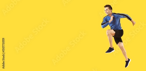 Running man on yellow backg...