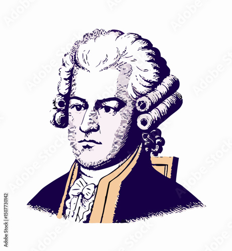 Engraving Portrait of Joseph Haydn, Classical Composer