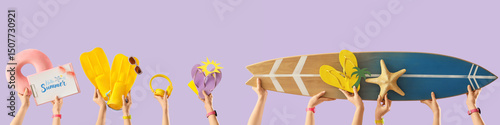 Female hands with beach acc...