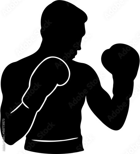 boxing silhouette vector illustration, isolated on white