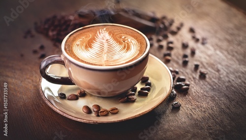 hot coffee latte made with vintage tones