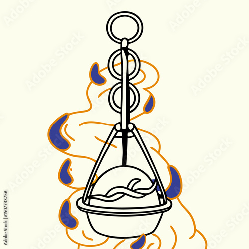 Elegant Line Art Illustration: Mystical Incense Burner