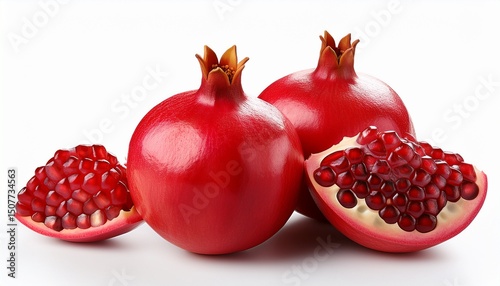 fresh pomegranate fruit isolated on white background