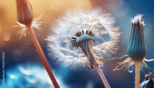 dandelion seeds super macro spring backgroud
