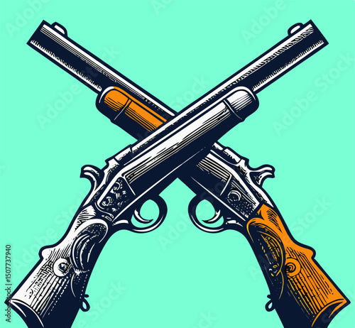 Crossed Shotguns Vintage Style Graphic Design