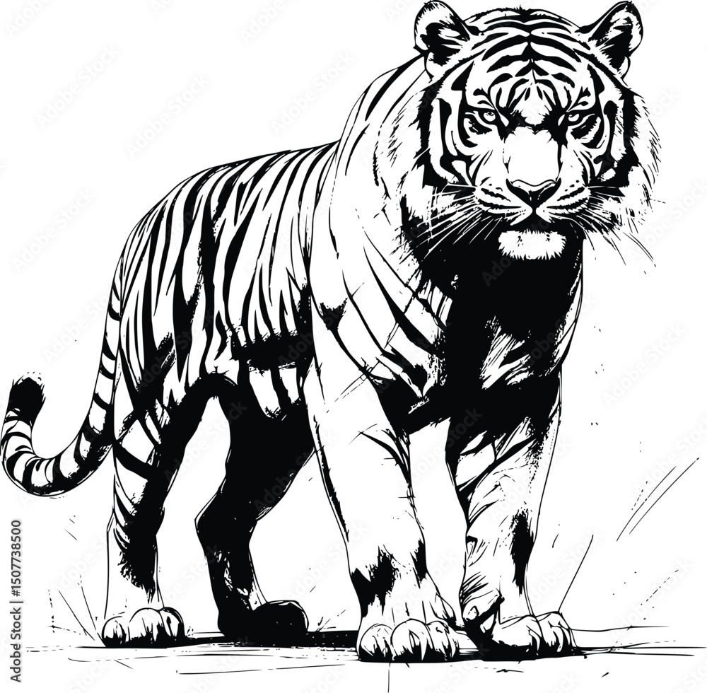 Illustration of a tiger on a white background Illustration of a tiger on a white background