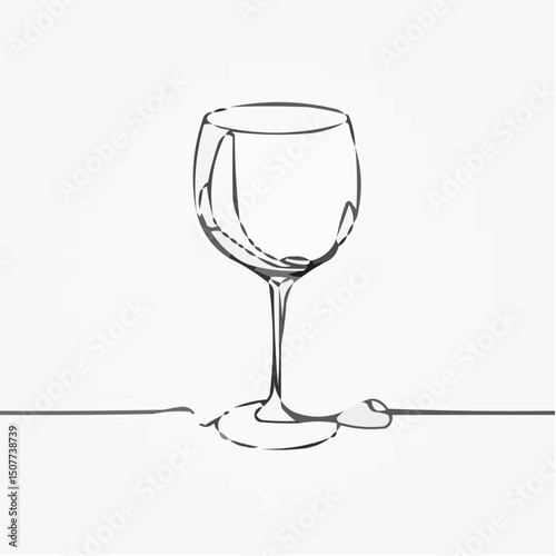 Simple line art of a wine glass with droplet on the surface  