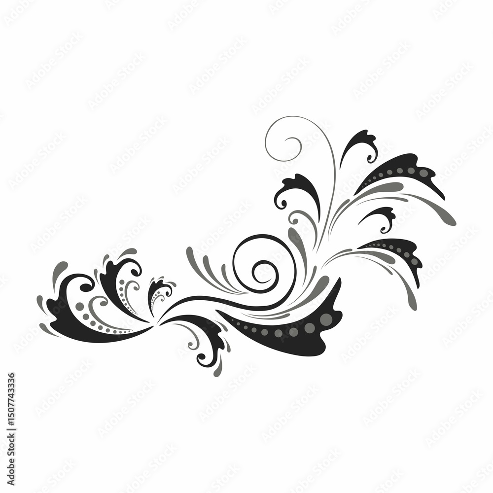 Fototapeta premium decorative elements black white classic curves sketch