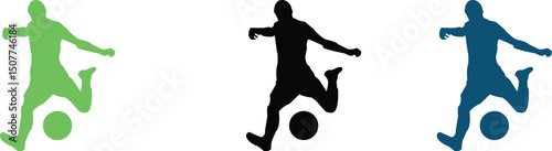 Football player man Icons & Symbols,,Soccer player silhouette illustration. Vector set of football or soccer players