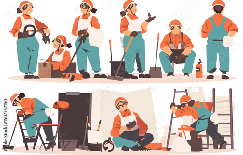 Cleanliness Crew: A compilation of a diverse group of cleaning crew in a variety of cleaning scenarios.