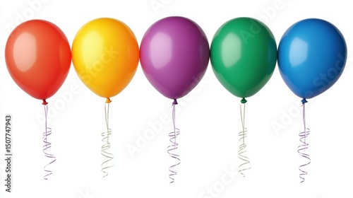 Colorful Balloons in a Row for Celebrations and Events Decoration