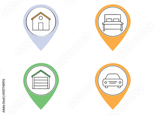 Location Icons Home Car Garage Bed