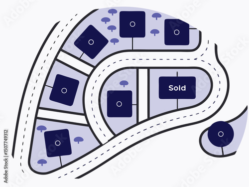 Sold House Real Estate Map Graphic Design