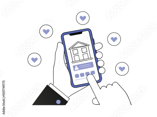 Mobile App House Search Love Hearts