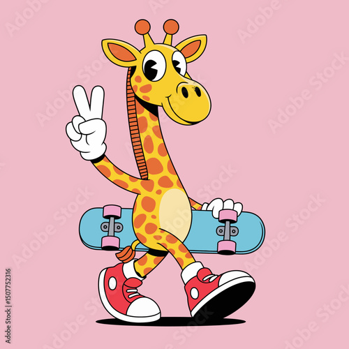 Skateboarding Giraffe