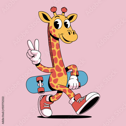 Skateboarding Giraffe Peace