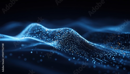 Abstract Blue And Gold Digital Wave Design