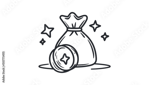 Bonus Point Earn Doodle Icon Hand Drawn Sketch Style Loyalty Program Reward Gift Concept Vector Illustration