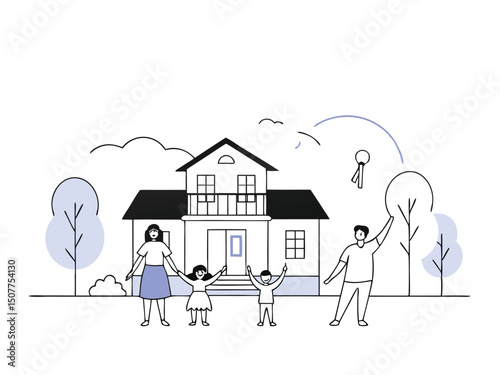 Happy Family New Home Keys House Dream