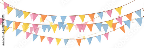 Colorful Carnival Bunting Vector: Festive Triangle Flags & Garland Decorations � Party Banner Design
