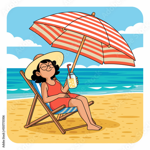 Girl Relaxing at Beach