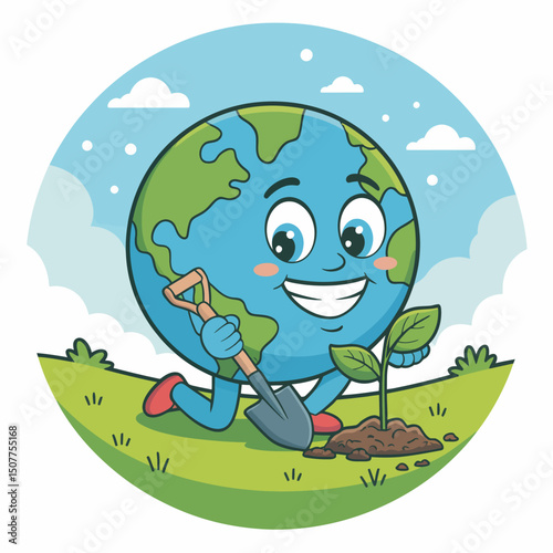 Earth Planting a Tree