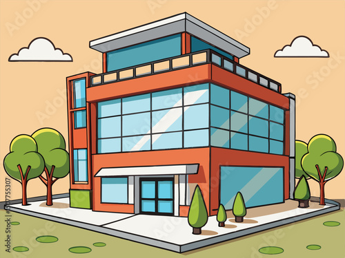 vector illustration of modern building
