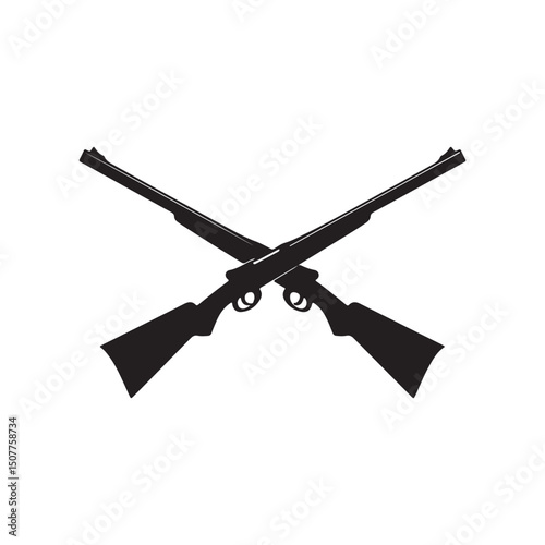 Crossed hunting rifles vector illustration for hunting season logo silhouette