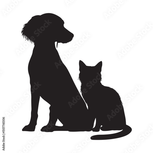 Wallpaper Mural Dog and cat silhouette vector illustration pet animal friendship Torontodigital.ca