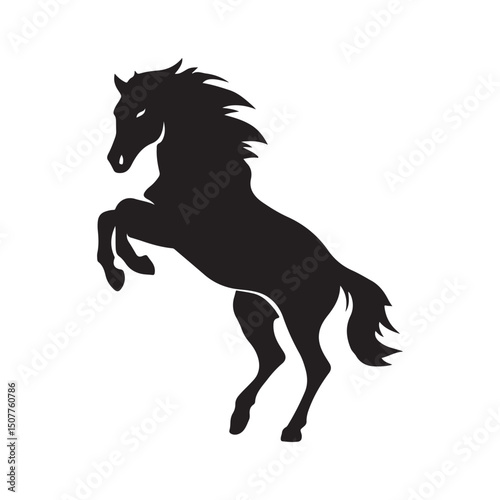 Black horse silhouette rearing up vector illustration drawing art