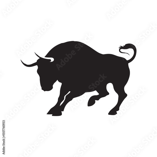 Black bull silhouette vector illustration animal farm livestock art