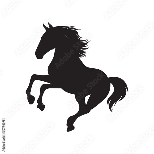 Horse silhouette vector black rearing stallion equine illustration