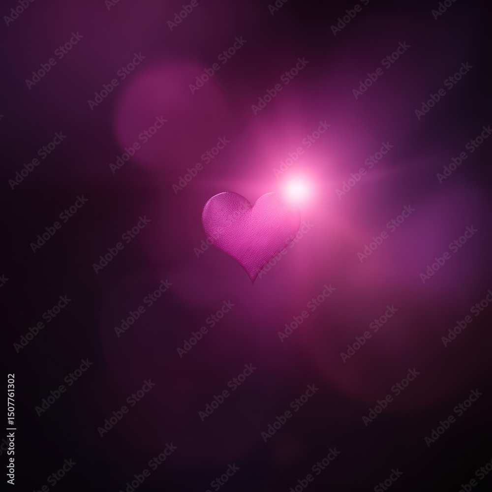 Pink Glowing Heart On Dark Background Pink Glowing Heart On Dark Background
