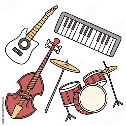 Music Instruments Flat Illustration
