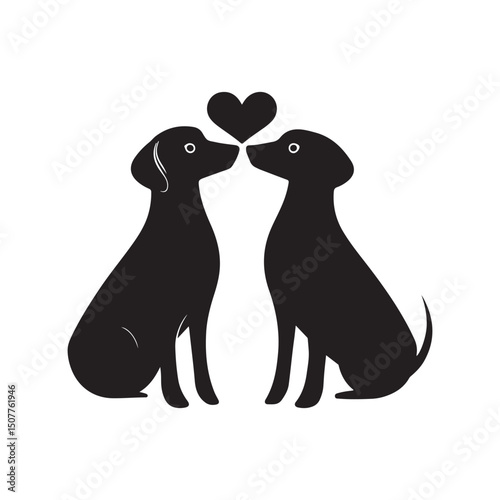 Two dogs in love silhouette vector illustration animal pet canine