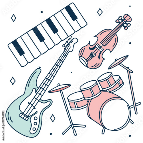 Music Instruments Flat Illustration