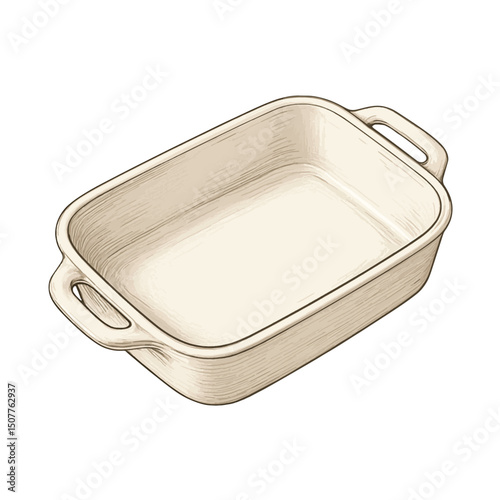 Baking Dish Vector – Rectangular Ceramic Cookware with Handles