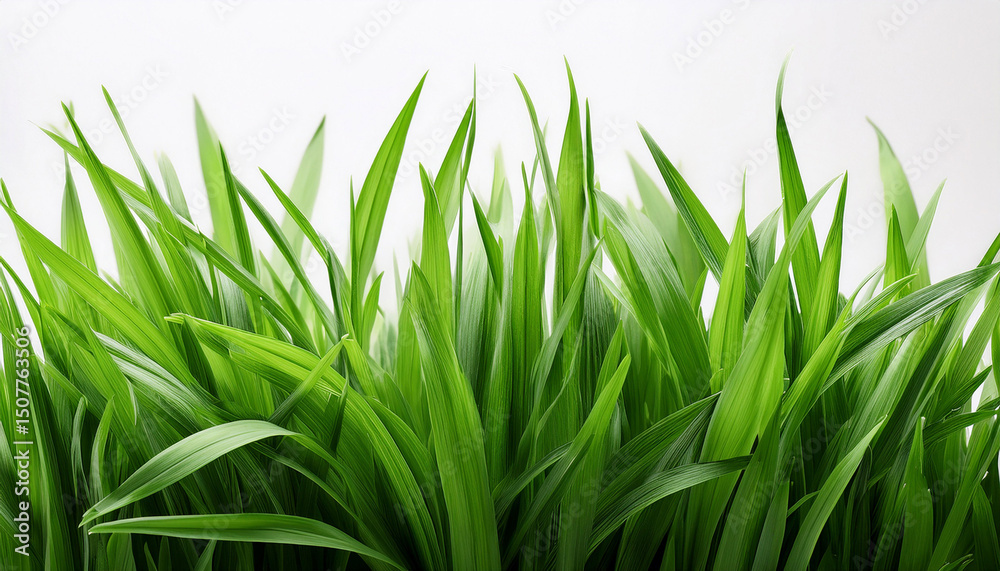 Fototapeta premium digitally enhanced photorealistic green grass blades on white background