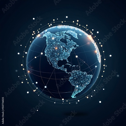 Global network digital world technology communication connection earth data abstract