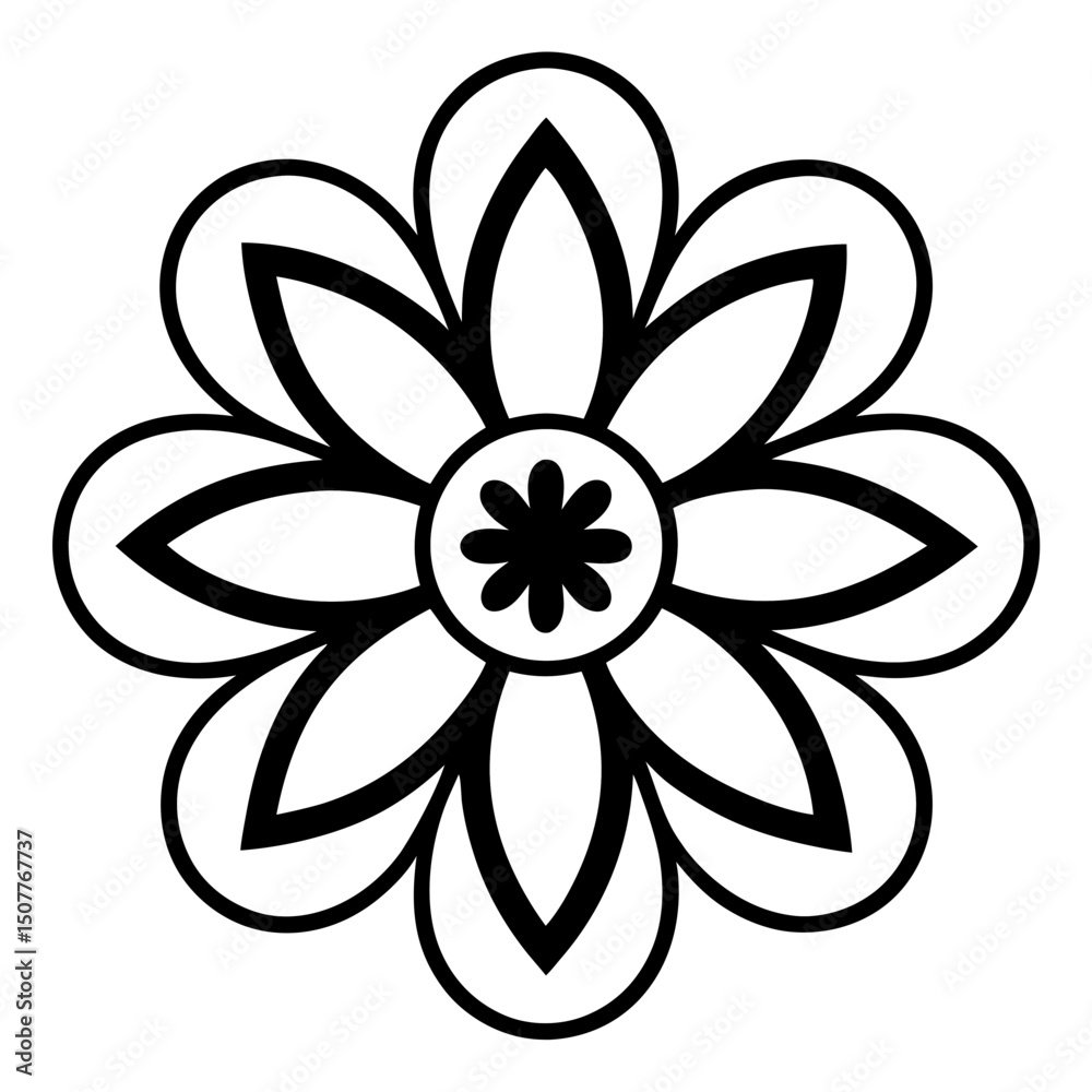 Retro 70s Flower Power Icons – Vector on White Retro 70s Flower Power Icons – Vector on White