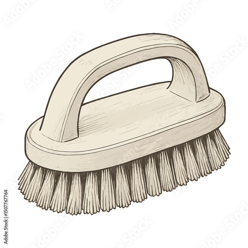 Bathroom Cleaning Brush Vector – Handheld Scrub Brush Isolated