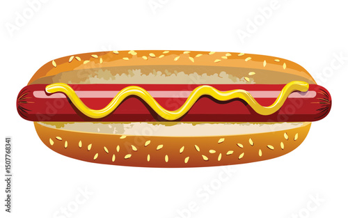 Classic hot dog with simple toppings - vector illustration