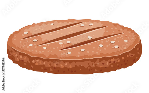 Grilled Burger Patty - Vector Illustration