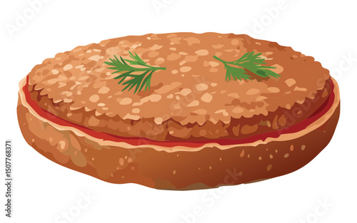 Burger Patty with Herbs -  Vector Illustration