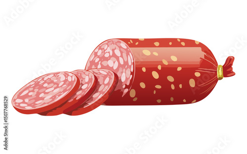 Gourmet Salami Cold Cut Slices - Vector Illustration
