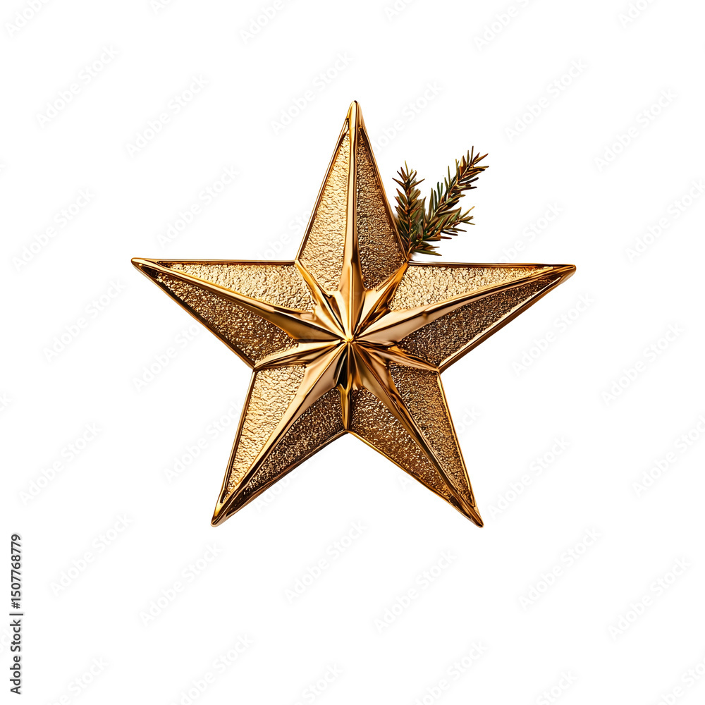 Fototapeta premium Elegant and captivating golden star with smooth gleaming surfaces centrally positioned against a clean minimalist white backdrop