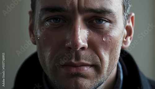 Emotional moment of reflection personal struggle close-up portrait indoor setting intimate perspective human resilience
