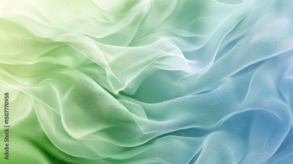 Fototapeta premium Translucent Green Layers of Light and Soft Shapes in Motion